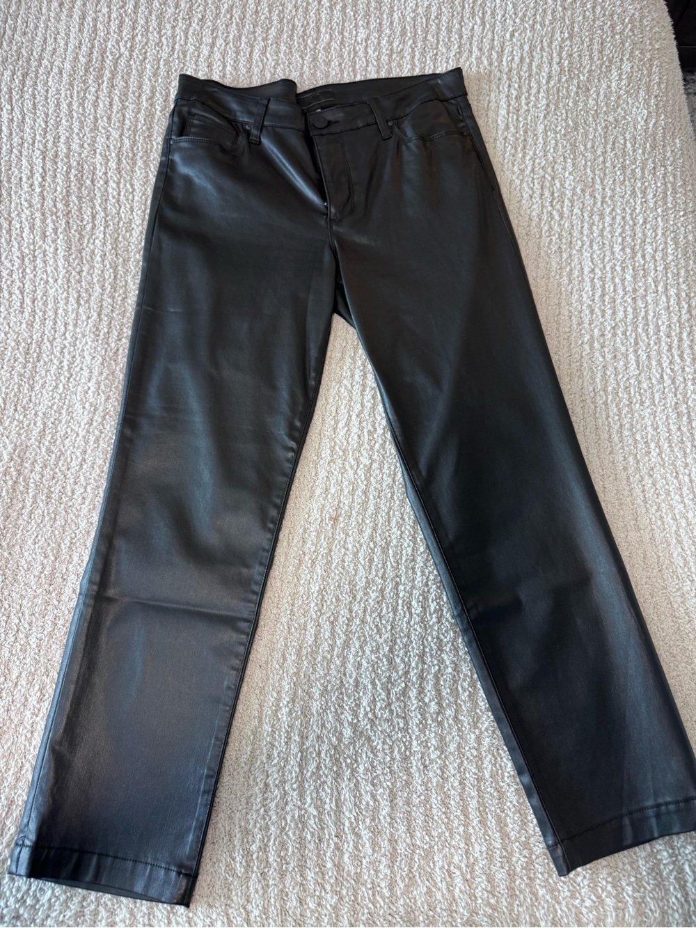 Kut from the Kloth Black Faux Leather Straight-Leg Jeans